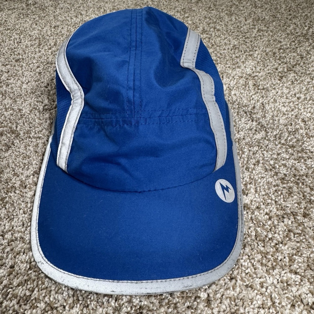 MARMOT PreCip Blue Reflective Grey Piping Adjustable Running Hat OS